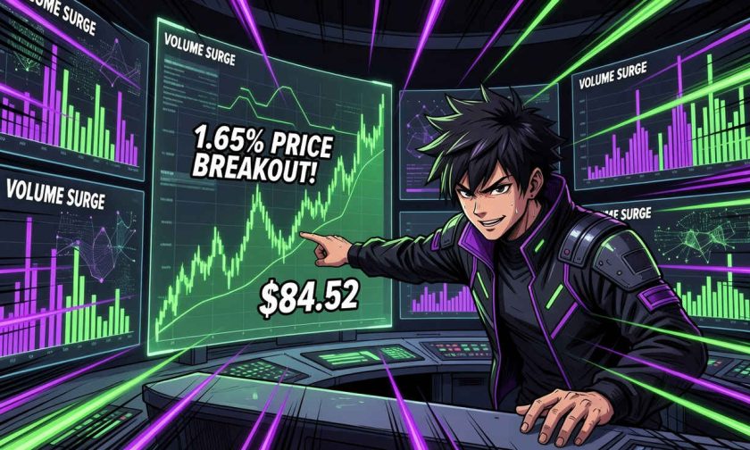 solana sube 1,65% a usd $84,52 en volumen explosivo